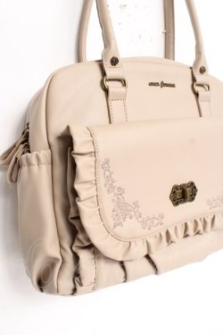 画像3: axes femme / 刺繍入りフリルＡ４トート  ベージュ Y-26-03-06-060-AX-BG-SZ-ZY