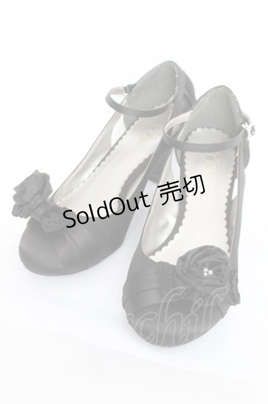 画像1: axes femme / コサージュ付きパンプス M 黒 Y-26-03-06-063-AX-SH-SZ-ZY (1)