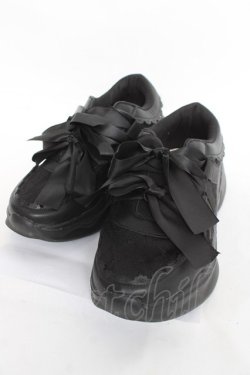 画像1: m petit by misako / m petit by misako×NINA’Sレースリボンスニーカー  黒 Y-26-03-06-067-LO-SH-SZ-ZY