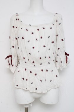 画像1: axes femme / ミニローズ刺繍ブラウス  白 Y-26-03-06-072-AX-BL-SZ-ZY