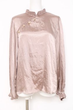 画像1: axes femme / 斜めボタンブラウス  ピンクグレー Y-26-03-06-075-AX-BL-SZ-ZY