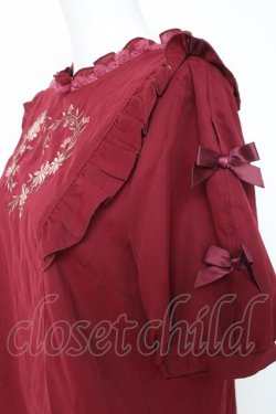 画像3: axes femme POETIQUE / フラワーハート刺 ブラウス  ワイン Y-26-03-06-079-AX-BL-SZ-ZY