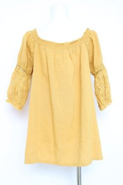 画像2: axes femme / 袖レース2WAYブラウス  イエロー Y-26-03-06-080-AX-BL-SZ-ZY