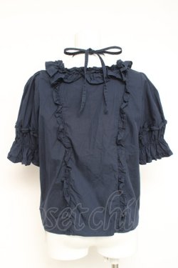 画像2: Chalmiere / スクエア開きコットンブラウス  紺 Y-26-03-06-081-LO-BL-SZ-ZY