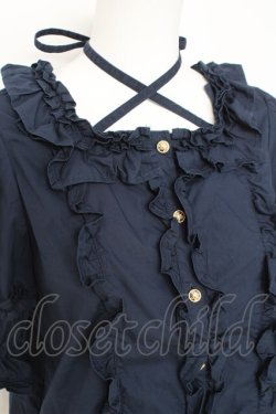 画像3: Chalmiere / スクエア開きコットンブラウス  紺 Y-26-03-06-081-LO-BL-SZ-ZY