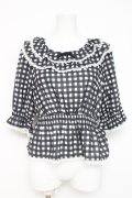 axes femme kawaii / フリル襟シャーリングブラウス M 黒 Y-26-03-06-082-AX-BL-SZ-ZY