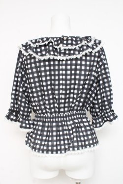 画像2: axes femme kawaii / フリル襟シャーリングブラウス M 黒 Y-26-03-06-082-AX-BL-SZ-ZY