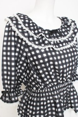 画像3: axes femme kawaii / フリル襟シャーリングブラウス M 黒 Y-26-03-06-082-AX-BL-SZ-ZY