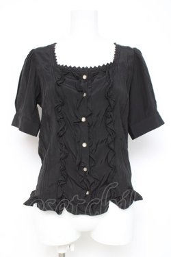 画像1: axes femme NOSTALGIE / フロントフリルブラウス  黒 Y-26-03-06-085-AX-BL-SZ-ZY