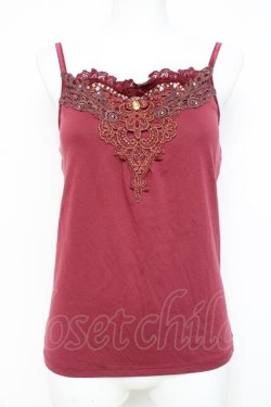 画像1: axes femme / 刺繍レースキャミ  ワイン Y-26-03-06-095-AX-TO-SZ-ZY