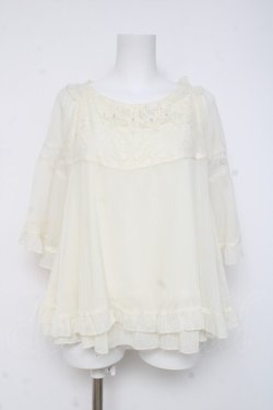 画像1: axes femme / フラワーレース半袖シフォントップス  生成り Y-26-03-06-101-AX-TO-SZ-ZY