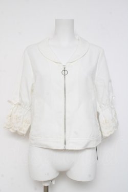 画像1: axes femme / スカラップ刺繍袖ブルゾン  シロ Y-26-03-06-110-AX-TO-SZ-ZY