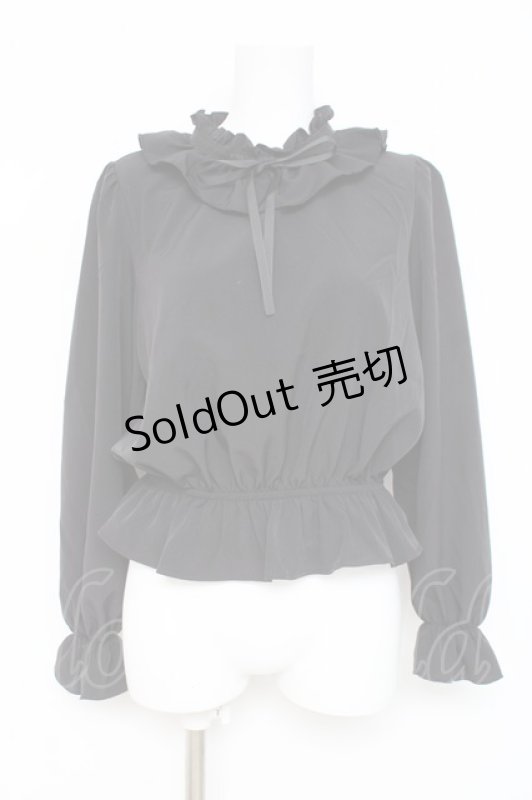 画像1: m petit by misako / フリルペプラムブラウス  黒 Y-26-03-06-115-LO-BL-SZ-ZY (1)