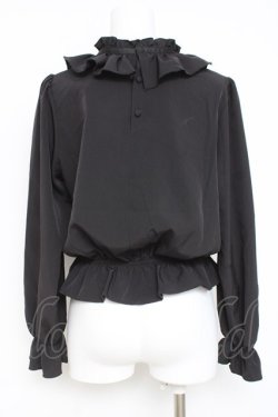 画像2: m petit by misako / フリルペプラムブラウス  黒 Y-26-03-06-115-LO-BL-SZ-ZY