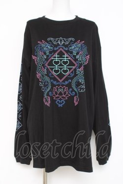 画像1: LISTEN FLAVOR / チャイナプリントロンT  黒 Y-26-03-06-125-PU-TO-SZ-ZY