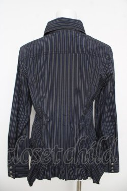 画像2: ALGONQUINS / レジメ柄イレヘムブラウス F ネイビー/ブラック Y-26-03-06-131-AL-BL-SZ-ZY