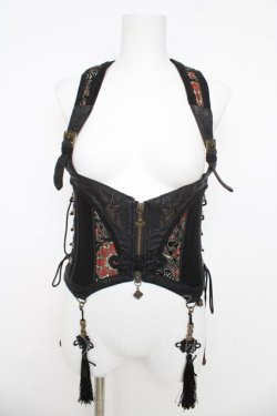 画像1: Ozz oneste / チャイナコルセットベスト  黒 Y-26-03-06-137-OO-TO-SZ-ZY