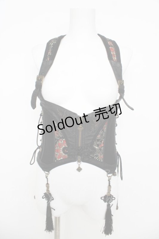 画像1: Ozz oneste / チャイナコルセットベスト  黒 Y-26-03-06-137-OO-TO-SZ-ZY (1)