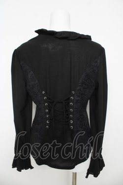 画像2: Rozen Kavalier / レース切替フリルブラウス  黒 Y-26-03-06-139-OO-BL-SZ-ZY