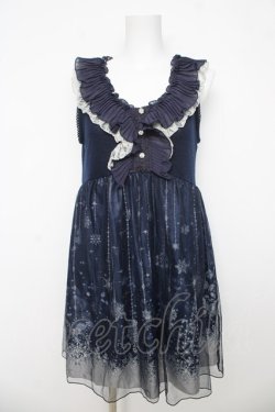 画像1: axes femme / チュール重ね結晶柄チュニ M 紺 Y-26-03-06-144-AX-OP-SZ-ZY