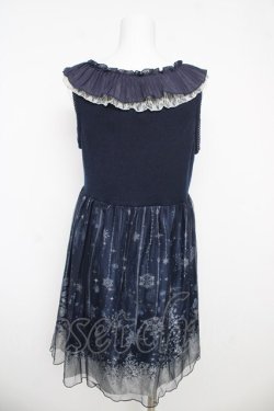 画像2: axes femme / チュール重ね結晶柄チュニ M 紺 Y-26-03-06-144-AX-OP-SZ-ZY