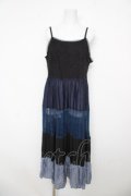 axes femme NOSTALGIE / 配色ティアードキャミワンピース  紺 Y-26-03-06-151-AX-OP-SZ-ZY