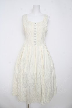 画像1: axes femme / コルセット風ジャカードジャンパースカート F 生成り Y-26-03-06-154-AX-OP-SZ-ZY