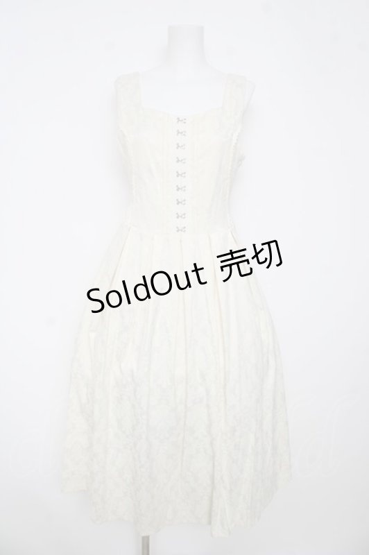 画像1: axes femme / コルセット風ジャカードジャンパースカート F 生成り Y-26-03-06-154-AX-OP-SZ-ZY (1)