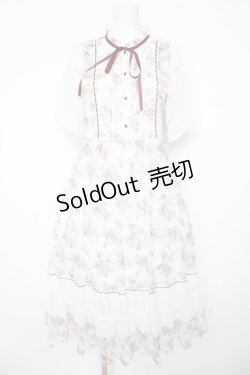 画像1: axes femme / フラワープリントレーシーワンピース  白×ピンク Y-26-03-06-170-AX-OP-SZ-ZY