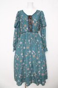 axes femme Nostalgic / ボタニカル柄レースアップワンピース  グリーン Y-26-03-06-173-LO-OP-SZ-ZY