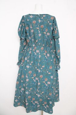 画像2: axes femme Nostalgic / ボタニカル柄レースアップワンピース  グリーン Y-26-03-06-173-LO-OP-SZ-ZY