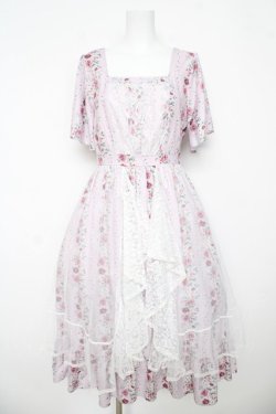 画像1: axes femme / 薔薇柄ラッフルチュールワンピース  ピンク Y-26-03-06-174-AX-OP-SZ-ZY