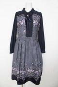 axes femme / バラ×千鳥柄襟付ワンピース  紺 Y-26-03-06-180-AX-OP-SZ-ZY