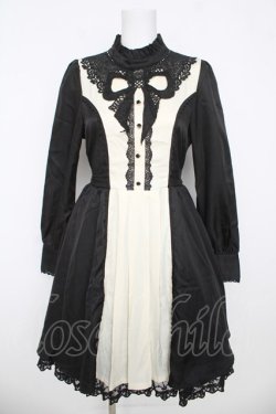 画像1: axes femme kawaii / リボンレースブロッキングワンピース  黒 Y-26-03-06-182-AX-OP-SZ-ZY