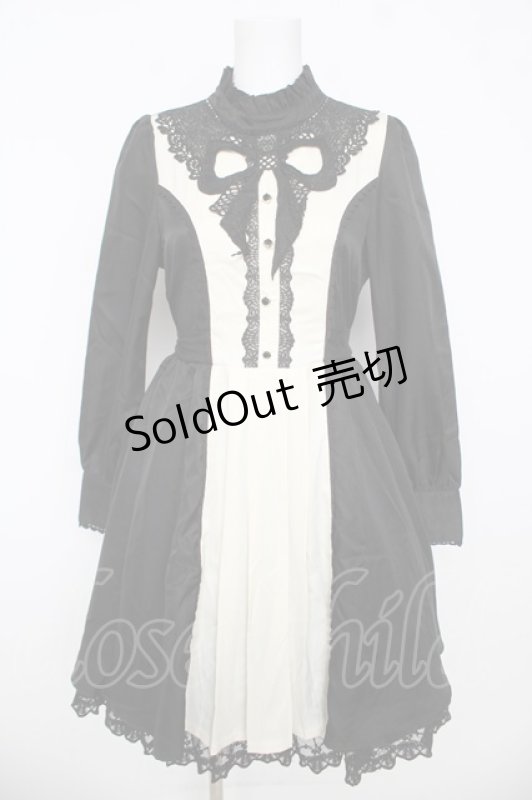 画像1: axes femme kawaii / リボンレースブロッキングワンピース  黒 Y-26-03-06-182-AX-OP-SZ-ZY (1)