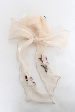 画像1: axes femme / フラワー刺繍リボンシュシュ  生成り Y-26-03-06-022-AX-ZA-SZ-ZY