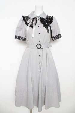 画像1: Secret Honey / ストライプシャツワンピース  グレー Y-26-03-06-189-CA-OP-SZ-ZY