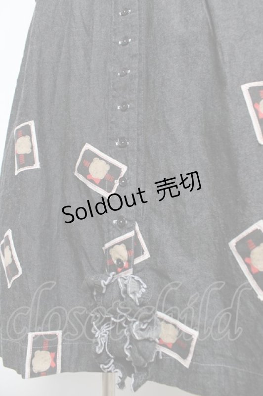 画像4: PINK HOUSE / かおくまワッペンデニムワンピース F 黒 Y-26-03-06-191-LO-OP-SZ-ZY (4)