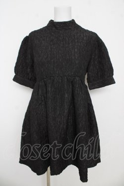画像1: Fickle Bebe / リボンジャガードワンピース  黒 Y-26-03-06-195-0-OP-SZ-ZY