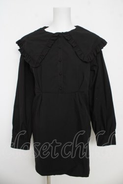 画像1: Fickle Bebe / ビッグフリルカラーワンピース  黒 Y-26-03-06-196-0-OP-SZ-ZY