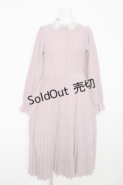 画像1: m petit by misako / AM*レースエリプリーツワンピース M 中桃 Y-26-03-06-201-LO-OP-SZ-ZY