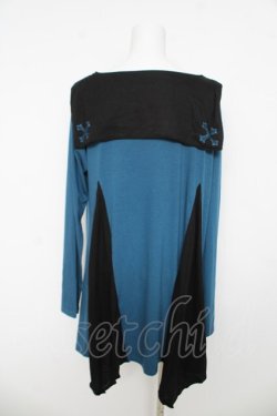 画像2: ALGONQUINS / セーラーカラーバイカラーチュニック F ブルー/ブラック Y-26-03-06-207-AL-OP-SZ-ZY