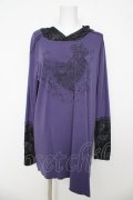 ALGONQUINS / プリント耳フードロングトップス F パープル/ブラック Y-26-03-06-209-AL-TO-SZ-ZY
