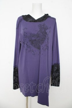 画像1: ALGONQUINS / プリント耳フードロングトップス F パープル/ブラック Y-26-03-06-209-AL-TO-SZ-ZY