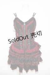 OZZ ANGELO / 薔薇刺繍サイド編み上げコルセットキャミワンピース  黒 Y-26-03-06-212-OO-OP-SZ-ZY