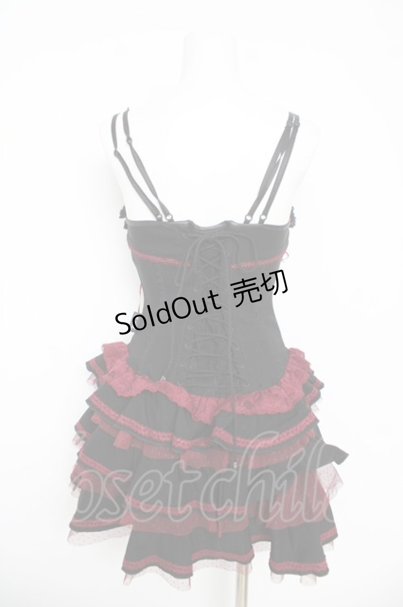 画像2: OZZ ANGELO / 薔薇刺繍サイド編み上げコルセットキャミワンピース  黒 Y-26-03-06-212-OO-OP-SZ-ZY (2)