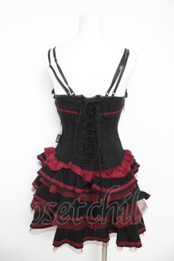 画像2: OZZ ANGELO / 薔薇刺繍サイド編み上げコルセットキャミワンピース  黒 Y-26-03-06-212-OO-OP-SZ-ZY
