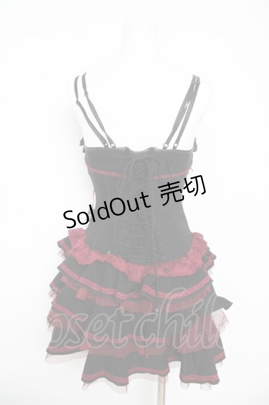 画像2: OZZ ANGELO / 薔薇刺繍サイド編み上げコルセットキャミワンピース  黒 Y-26-03-06-212-OO-OP-SZ-ZY (2)