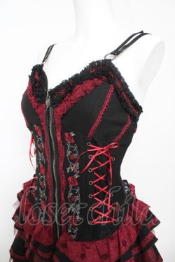 画像3: OZZ ANGELO / 薔薇刺繍サイド編み上げコルセットキャミワンピース  黒 Y-26-03-06-212-OO-OP-SZ-ZY