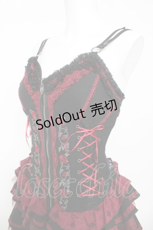 画像3: OZZ ANGELO / 薔薇刺繍サイド編み上げコルセットキャミワンピース  黒 Y-26-03-06-212-OO-OP-SZ-ZY (3)